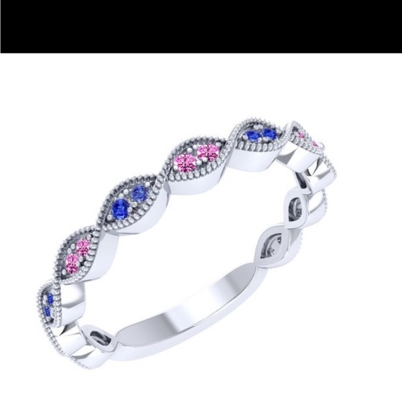 Gabriel and Co alternating pink and blue sapphire ring (special ordered) - Picture 1 of 2